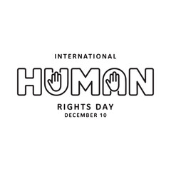 International human rights day december tenth typography with hands