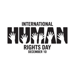 International human rights day celebration with raised hands