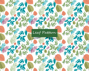Leafs colorful  seamless pattern vector background.  tree plant foliage, abstract mosaic backdrop leaves pattern.