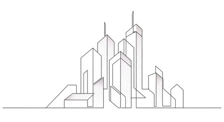 Modern city skyline abstract geometric design with clean lines and subtle shading