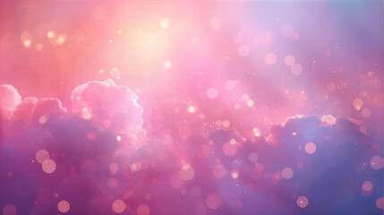 Dreamy pink and purple sky with clouds and bokeh lights effect wallpaper 4k, Generative AI
