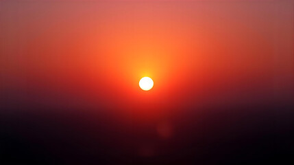 Fiery sunset with a bright sun against a red and orange sky wallpaper 4k, Generative AI