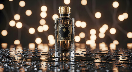 Obraz premium Elegant golden perfume bottle 