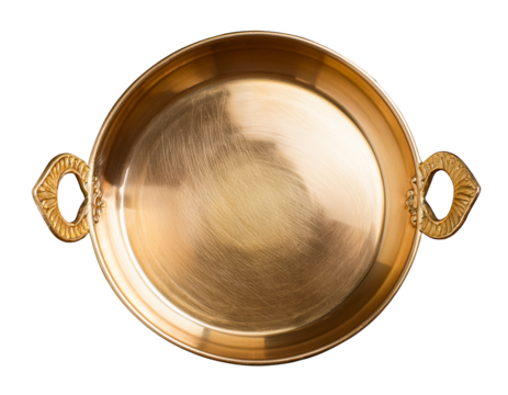 Brass thali plate isolated.