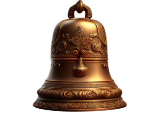 Brass temple bell isolated.