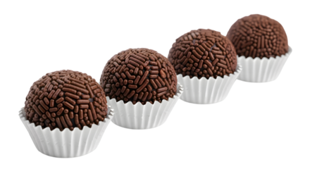 "Brigadeiros" in a row, isolated on white