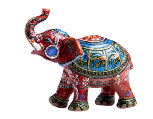Hand-painted miniature elephant figurine isolated