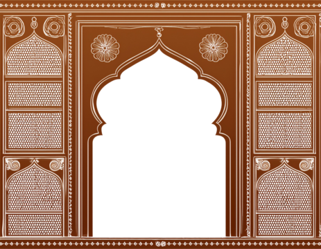 Indian jharokha window frame isolated.