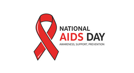 National AIDS Day Awareness Support Prevention Red Ribbon.