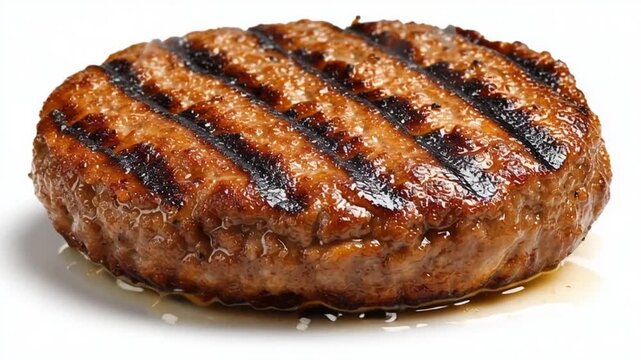 Perfectly grilled burger patty glistens