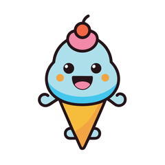 ice cream cone with cherry