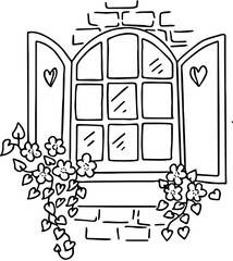 Window illustration of an old house