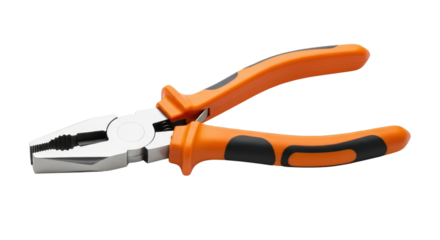 Orange and Black Combination Pliers Work Tool Product Shot isolated PNG with Transparent Background