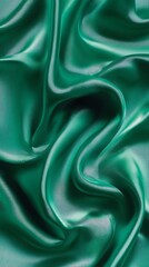 Obraz premium High-resolution isolated emerald green ripple fabric background with soft flowing curves and premium textile detail, ideal for product mockups and graphic design