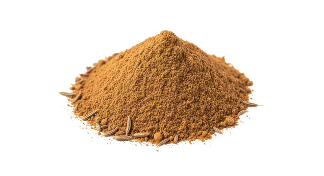 Pile of ground cumin spice isolated PNG with Transparent Background