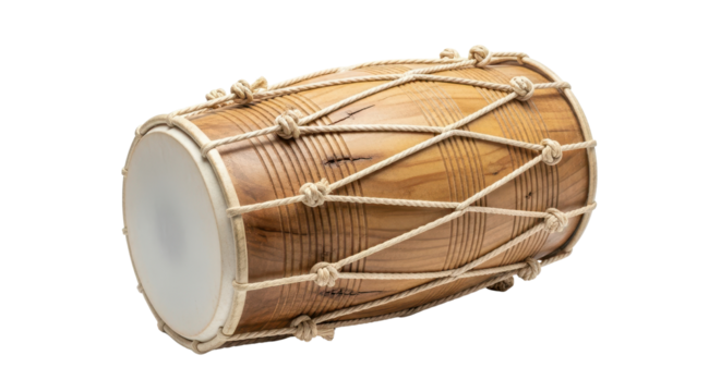 Dholak percussion instrument isolated PNG with Transparent Background