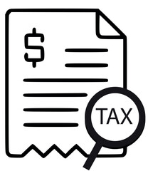 Illustrative icon representing financial document analysis with a focus on tax declaration and monetary compliance