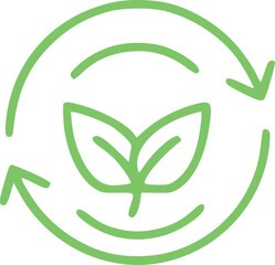 Green leaf icon within a circular arrow, symbolizing eco-friendly practices, sustainability, and the continuous cycle of nature for a healthier planet