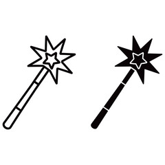 Magic wand with star isolated on white background, a symbol of fairy tale and magic