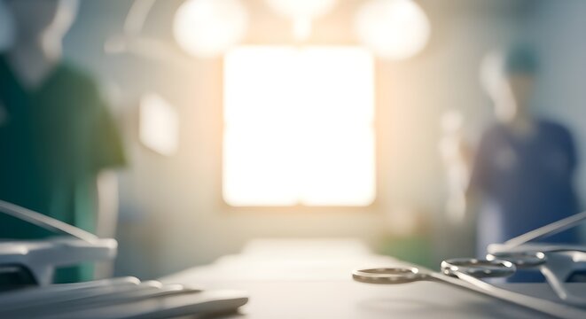 Operating Room Atmosphere with Surgeons and Instruments Prepared for Critical Medical Procedure