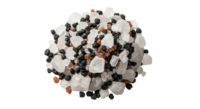 Pile of fertilizer granules for plant growth and soil enrichment isolated PNG with Transparent Background