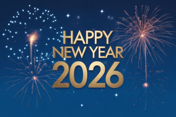 Celebrate the dazzling arrival of 2026 with vibrant fireworks and festive gold lettering for your New Year's designs