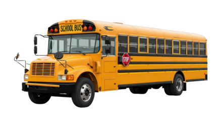 Yellow school bus for student transportation isolated PNG with Transparent Background