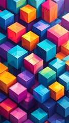 Obraz premium Colorful abstract artwork of 3D cubes arranged in a dense, multi-colored grid pattern