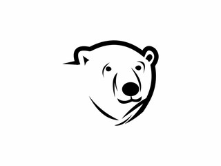 polar bear outline logo design template