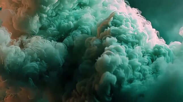 Abstract Green Smoke Screen Eruption Cloud Flow Motion
