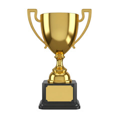 Gold Trophy Cup Isolated on Transparent Background Symbol of Victory and Achievement for Tournaments and Contests