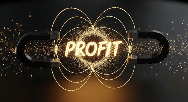 Dynamic Golden Profit Magnetism Attracting Financial Growth, Wealth, and Business Success in a Modern Digital Concept