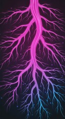 Obraz premium Illuminated branching structure displays vibrant neon gradient transition from magenta to cyan