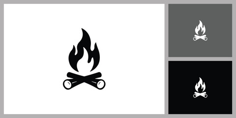 Campfire Silhouette Icon for Camping