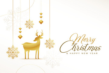 beautiful golden deer with snowflakes christmas greeting