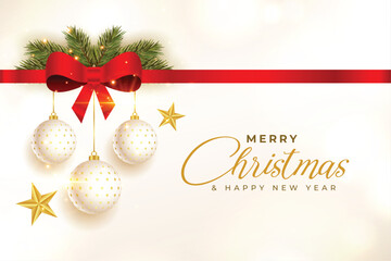 greeting design for christmas festival with realistic ribbon