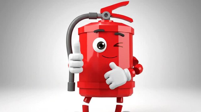 Cartoon Fire Extinguisher Character Winking Playfully