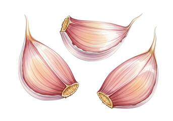 Garlic Cloves Isolated on Transparent Background Fresh Ingredient