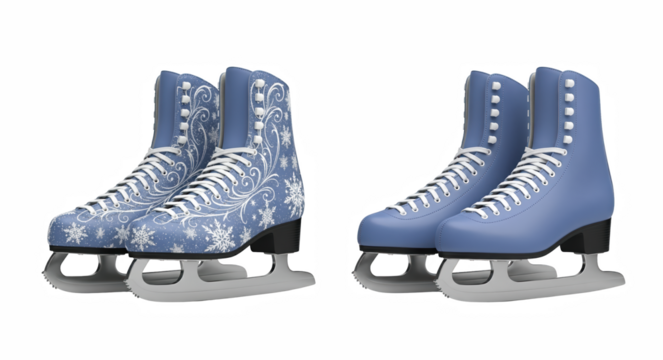 Blue Ice Skates with Snowflake Design for Women