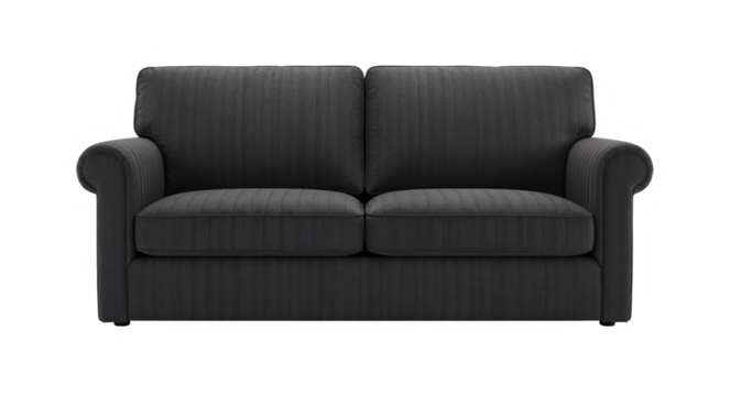 Modern Dark Grey Upholstered Three-Seat Sofa