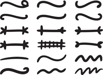Collection of hand drawn flourishes and decorative swirls
