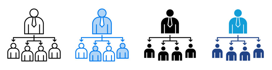 Organization structure icon set multiple style collection