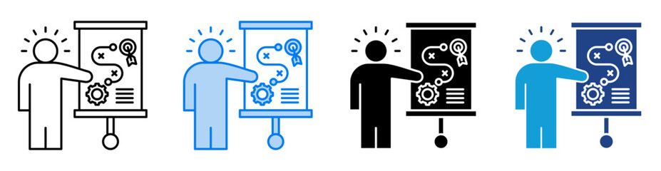 Strategy icon set multiple style collection