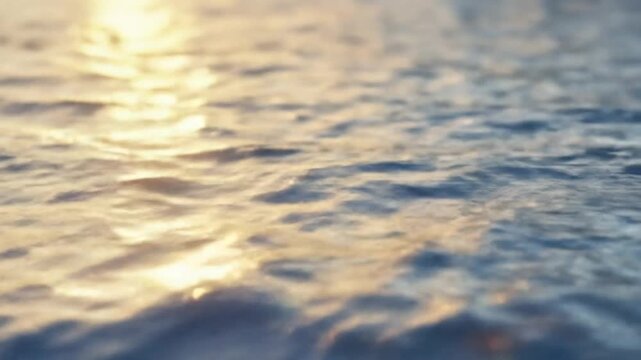 Rippling water surface with golden sunlight reflection