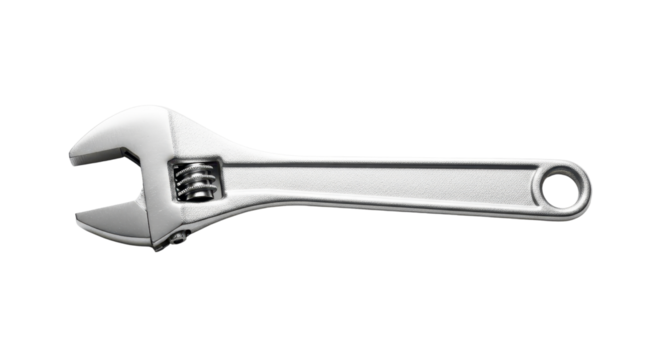 Adjustable wrench for plumbing and mechanical repairs isolated PNG with Transparent Background
