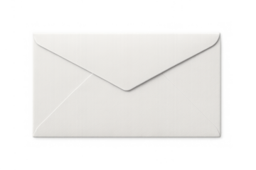White envelope mail, closed postal correspondence, receiving a letter or message, transparent background