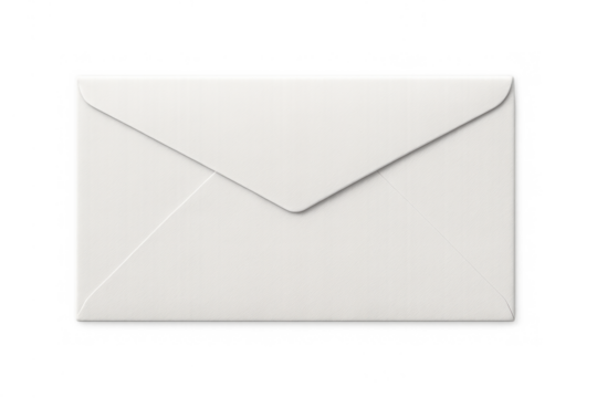 White envelope mail, closed postal correspondence, receiving a letter or message, transparent background