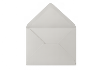 White open envelope mailing message, communication, and business correspondence, isolated with transparent background