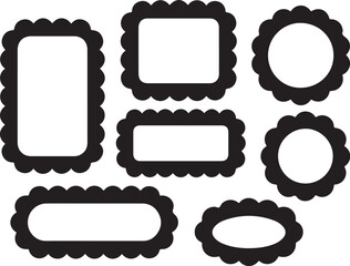 Collection of decorative black frames with scalloped edges