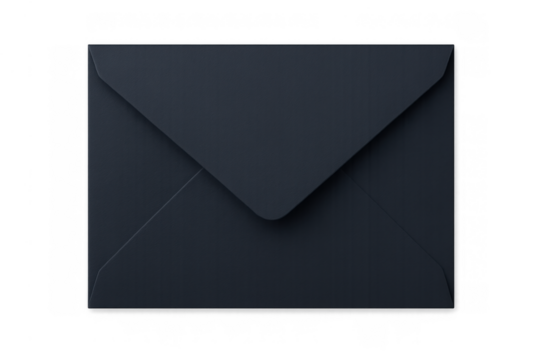 Black paper envelope with a closed flap for mail and private communication, transparent background - Powered by Adobe
